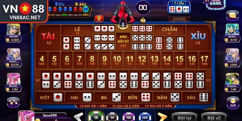 Cược cặp số Sicbo VN88